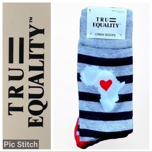 Tru Equality Mens Crew Socks “Africa w/ a Red Heart”